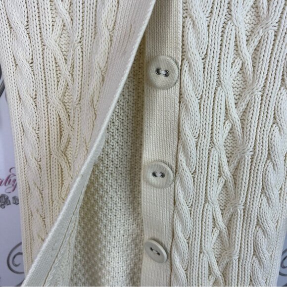 Guess hoodie tshirt style knitted button up Cream Cable Knit Cardigan - Picture 6 of 10